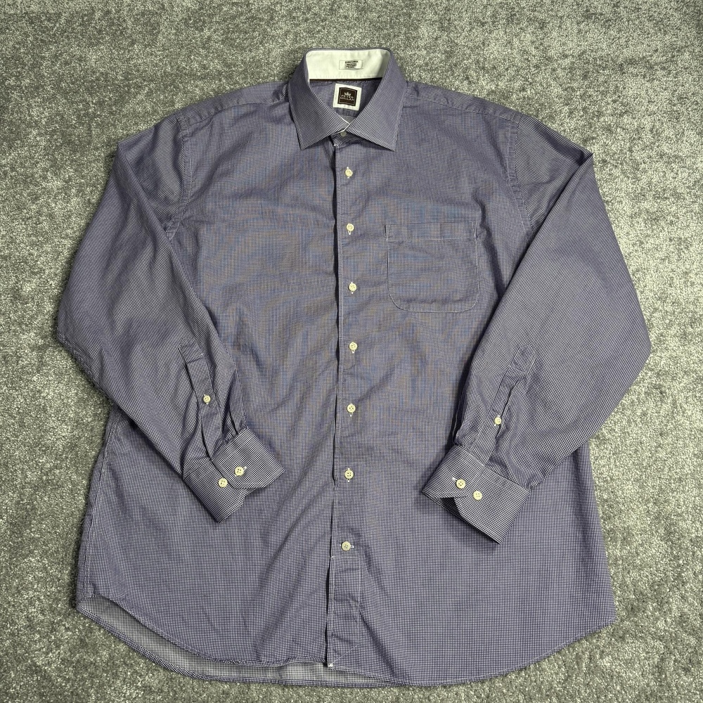 Peter Millar Shirt Mens XL Blue Gingham Classic Fit Dress Button Up Long Sleeve